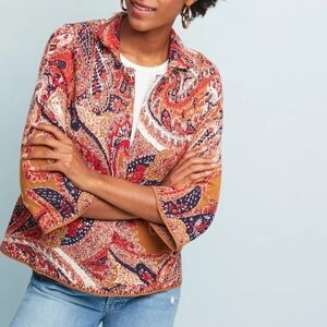 anthropolgie moth paisley intarsia blazer XS